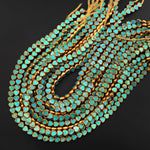 Genuine Natural Blue Turquoise Gold Copper Edging Heart Beads Choose from 5pcs, 10pcs 15.5" Strand