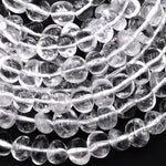 Super Clear Natural Rock Crystal Quartz Center Drilled Freeform Smooth Rounded Pebble Nugget Beads Gemstone 15.5" Strand