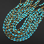 Real Natural Blue Turquoise Gold Copper Edging Teardrop Beads Choose from 5pcs, 10pcs 15.5" Strand