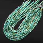 Genuine Natural Green Turquoise 10x6mm Flat Rectangle Beads 15.5" Strand