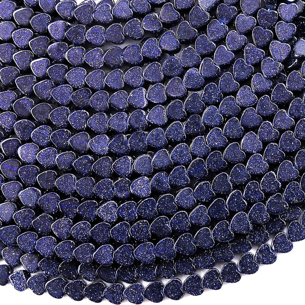 AAA Sparkling Blue Goldstone 4mm Smooth Heart Beads 15" Strand