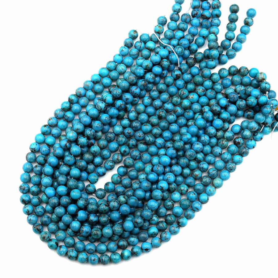 Natural Arizona Blue Turquoise 8mm Round Beads Real Genuine Turquoise Gemstone 15.5" Strand