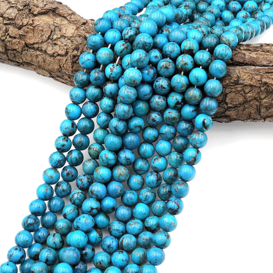 Natural Arizona Blue Turquoise 8mm Round Beads Real Genuine Turquoise Gemstone 15.5" Strand