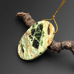 Rare Natural Australian Green Chrome Chalcedony Pendant Side Drilled Oval Gemstone