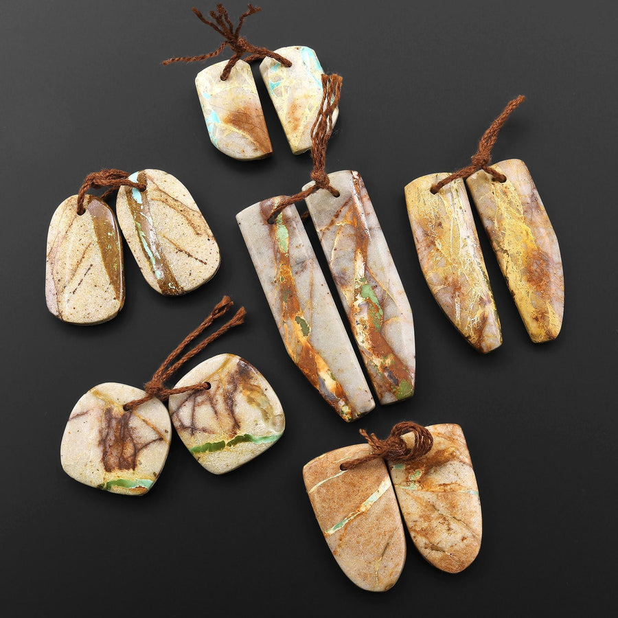 6 Pairs Genuine Natural Turquoise From Royston Nevada Freeform Earring Pair Drilled Matched Gemstone Beads