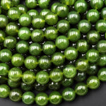 AAA Natural Canadian Green Jade 6mm 8mm 10mm Smooth Round Beads 15.5" Strand