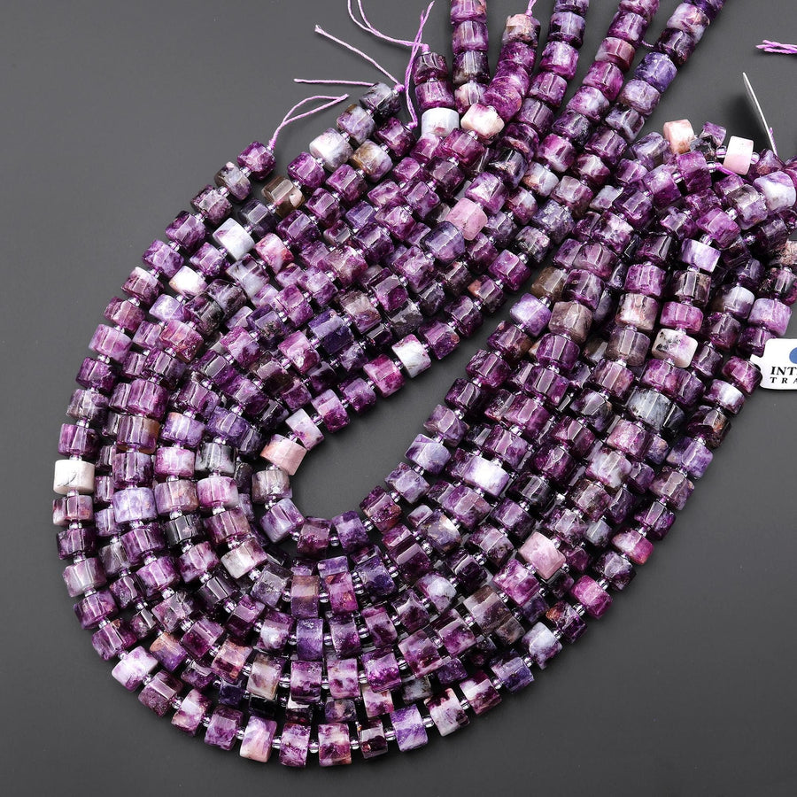 Rare Natural Purple Mica Smooth Thick Wheel Rondelle 12mm Beads 15.5" Strand