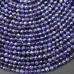 AAA Translucent Natural Blue Iolite Faceted 4mm Round Beads 15.5" Strand