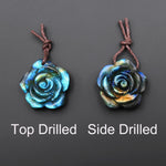 AAA Hand Carved Natural Labradorite Rose Flower Pendant 30mm Gemstone Focal Bead