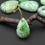 Natural Nevada Apple Green Variscite Teardrop Pendant Gemstone