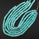 Natural Peruvian Amazonite Smooth Heishi Rondelle 6mm 7mm 9mm 10mm 11mm 12mm 13mm Beads Genuine Sea Blue Green Gemstone 15.5" Strand