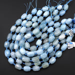 Large Hand Faceted Natural Blue Aquamarine Rounded Nugget Gemstone Beads 16.5" Strand