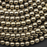 Large Hole Beads Titanium Pyrite Smooth Round 6mm 8mm 10mm Beads 2mm Large Drilled Hole 8" Strand