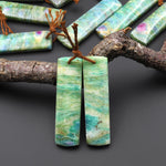 Natural Seafoam Green Fuchsite Earring Pair Rectangle Matched Gemstone Beads