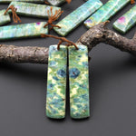 Natural Seafoam Green Fuchsite Earring Pair Rectangle Matched Gemstone Beads