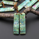 Natural Seafoam Green Fuchsite Earring Pair Rectangle Matched Gemstone Beads