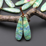 Natural Ruby in Seafoam Green Fuchsite Earring Pair Teardrop Matched Gemstone Beads