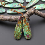 Natural Ruby Green Fuchsite Earring Pair Teardrop Matched Gemstone Beads