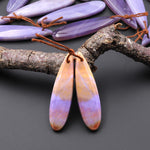 Natural Mexican Purple Luna Moon Agate Aka Amethystine Agate Earring Pair Matched Teardrop Gemstone Beads