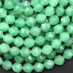 Star Cut Green Aventurine Faceted 10mm Rounded Nugget Beads 15" Strand