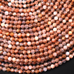 AAA Faceted Natural Gray Peach Moonstone Round Beads 4mm 15.5" Strand