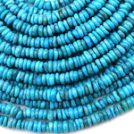 Genuine Natural Arizona Blue Turquoise 4mm Freeform Rondelle Beads 15.5" Strand