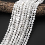 Faceted Natural White Jade Beads 7mm faceted Round Gemstone Beads 15" Strand