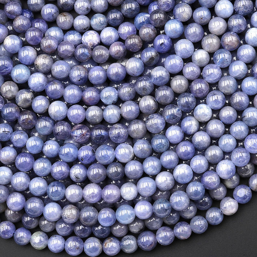 Real Genuine Natural Tanzanite 4mm 5mm 6mm Smooth Round Beads Gemstone 15.5" Strand