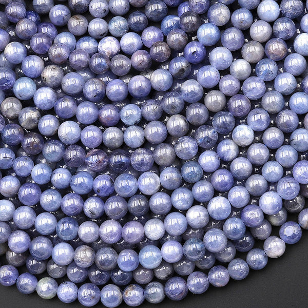 Real Genuine Natural Tanzanite 4mm 5mm 6mm Smooth Round Beads Gemstone 15.5" Strand