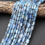 Natural Silvery Blue Kyanite Tube Beads Gemstone 15.5" Strand