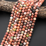 Matte Natural Autumn Jasper 6mm 8mm 10mm Round Beads Salmon Peach Stone 15.5" Strand