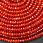 AAA Faceted Natural Red Agate 6mm Rondelle Beads Gemstone 15" Strand