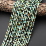 Natural African Turquoise Short Cylinder Tube 4x4mm Beads 15.5" Strand