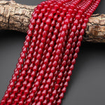 Lab-grown Red Ruby Smooth Teardrop Vertically Drilled Gemstone Beads 15.5" Strand