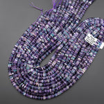 Natural Purple Green Fluorite 6mm Thin Smooth Rondelle Beads 15.5" Strand