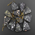 Natural Cherry Blossom Jasper Aka Flower Jasper Side Drilled Faceted Long Triangle Gemstone