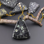 Natural Cherry Blossom Jasper Aka Flower Jasper Side Drilled Faceted Long Triangle Gemstone