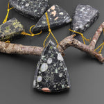 Natural Cherry Blossom Jasper Aka Flower Jasper Side Drilled Faceted Long Triangle Gemstone