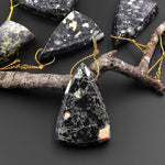 Natural Cherry Blossom Jasper Aka Flower Jasper Side Drilled Faceted Long Triangle Gemstone