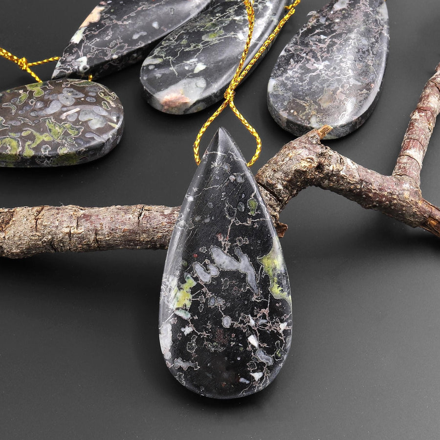 Natural Cherry Blossom Jasper Aka Flower Jasper Side Drilled Teardrop Gemstone Focal Bead