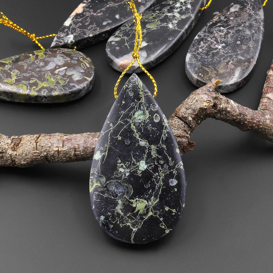 Natural Cherry Blossom Jasper Aka Flower Jasper Side Drilled Teardrop Gemstone Focal Bead