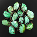 2 Two Hole Pendant Freeform Natural Nevada Apple Green Variscite Gemstone