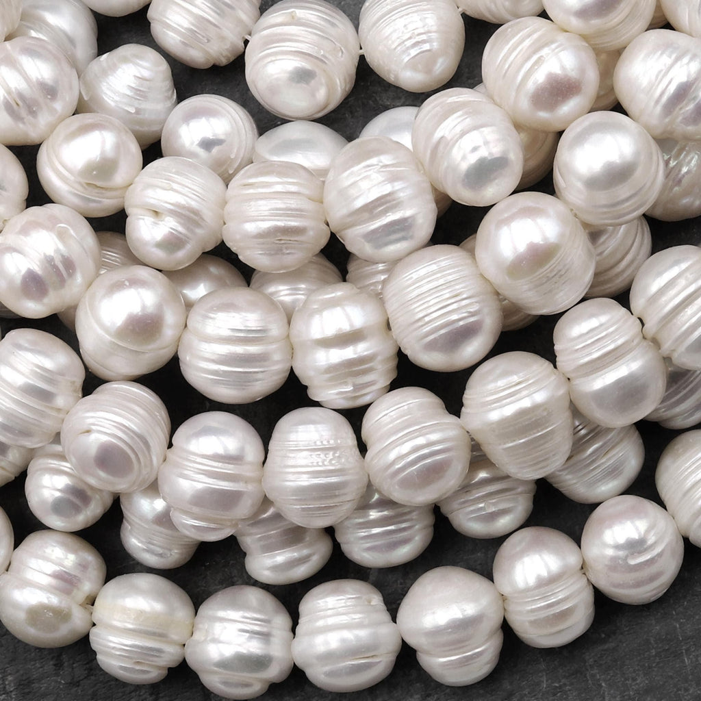 Large Genuine Natural Freshwater Pearl 12mm Off Round Jumbo White Potato Pearl 15.5" Strand