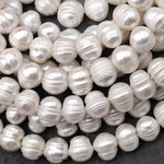 Large Genuine Natural Freshwater Pearl 12mm Off Round Jumbo White Potato Pearl 15.5" Strand
