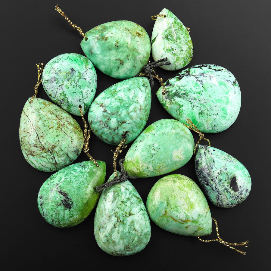 Natural Nevada Apple Green Variscite Teardrop Pendant Gemstone