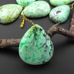 Natural Nevada Apple Green Variscite Teardrop Pendant Gemstone