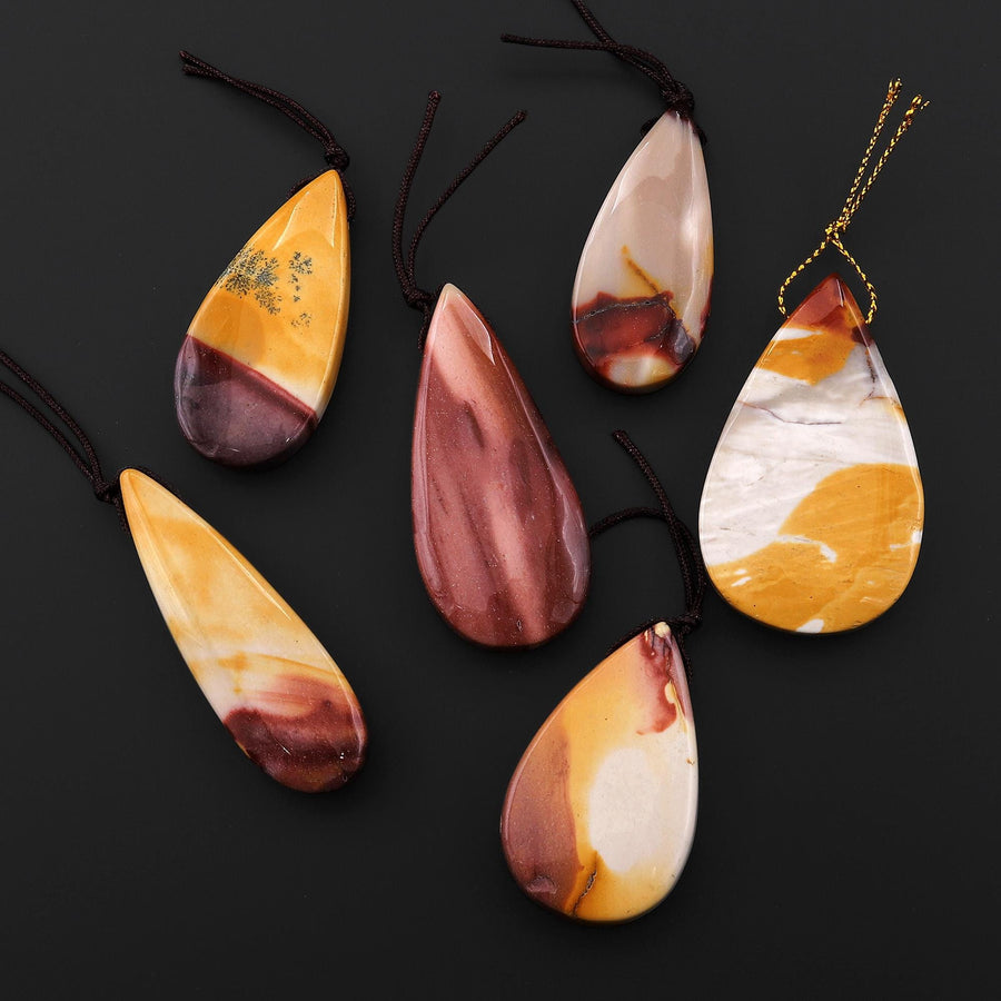 Natural Australian Mookaite Jasper Teardrop Top Side Drilled Gemstone Pendant