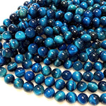 AAA Mystic Blue Tiger's Eye 4mm 6mm 8mm 10mm Smooth Round Beads 15.5" Strand