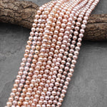 Genuine Natural Pink Freshwater 6mm off Round Pearl 15.5" Strand