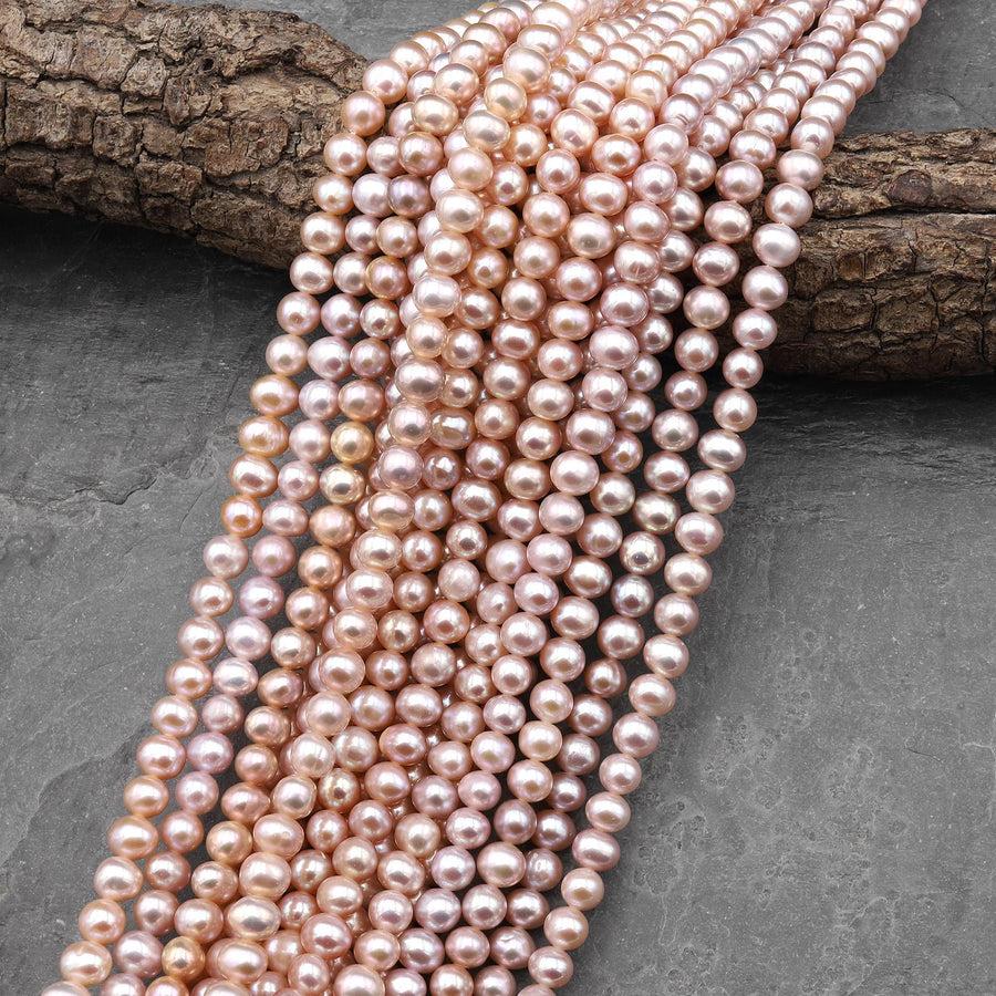 Genuine Natural Pink Freshwater 6mm off Round Pearl 15.5" Strand